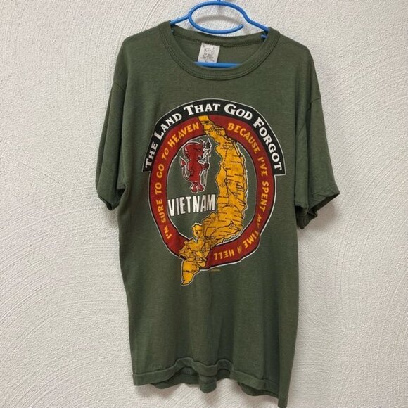 VTG 1986 Vietnam Devil Military Heaven Hell MTF USA Single Stitch Tee sz Medium - Picture 3 of 6